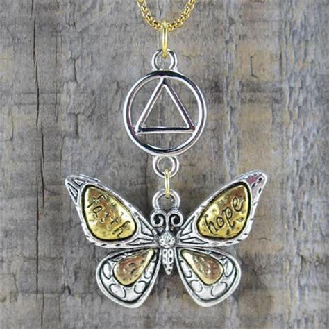 Recovery Jewelry, AA Jewelry, AA Pendant, Two Toned Butterfly, NA ...