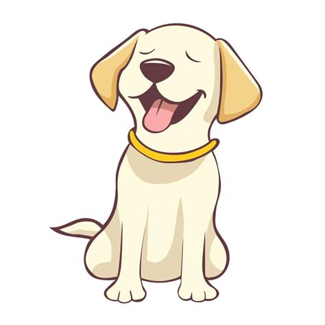 cartoon cute labrador retriever dog sit vector isolated background. cartoon cute smile labrador ...