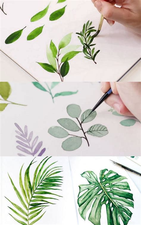 12 Easy Watercolor Leaves Painting Tutorials - A Piece Of Rainbow