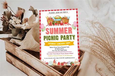 Customizable Summer Picnic Party Invitation Template | Summer Event ...