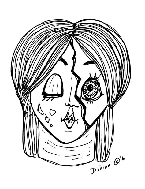 Haunted Creepy Doll Heads Scary Halloween Coloring Book Drawing 30 Drawing by Grace Divine ...