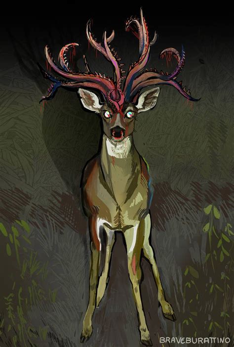 deer crossing by BraveBurattino on DeviantArt | Scary art, Not deer cryptid art, Deer drawing