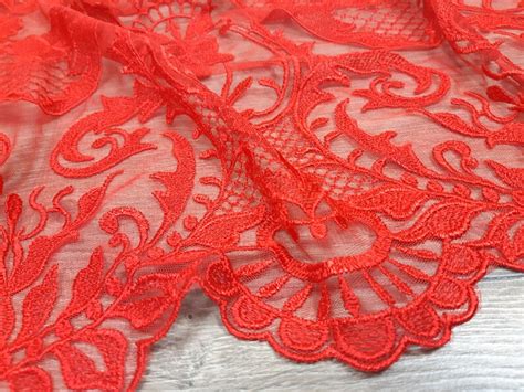 Red Lace Fabric Red Lace Fabric for Prom Dress Red Wedding | Etsy