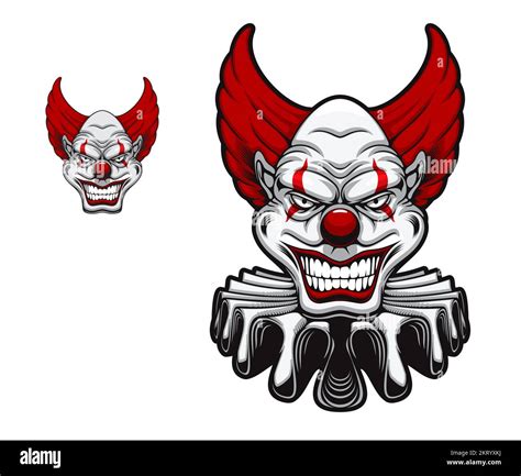 Angry circus clown mascot. Scary halloween clown character tattoo ...