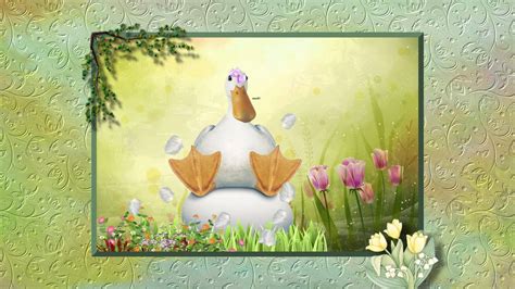 Download White Duck Cartoon Artwork Wallpaper | Wallpapers.com