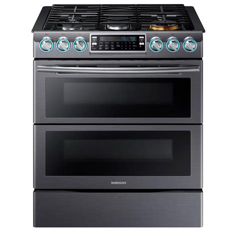 Samsung Flex Duo 5.8 cu. ft. Slide-In Double Oven Gas Range with Self-Cleaning Convection Oven ...