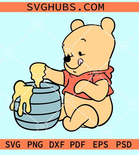 Winnie the pooh baby SVG, Baby Pooh eating honey svg, Winnie The Pooh SVG