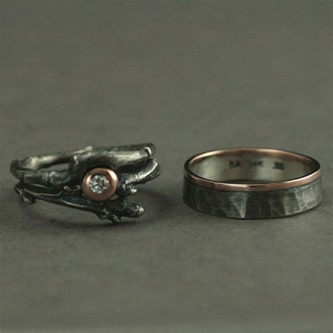 Wedding Set Wedding Band Set Wedding Ring Set Rustic Wedding - Etsy