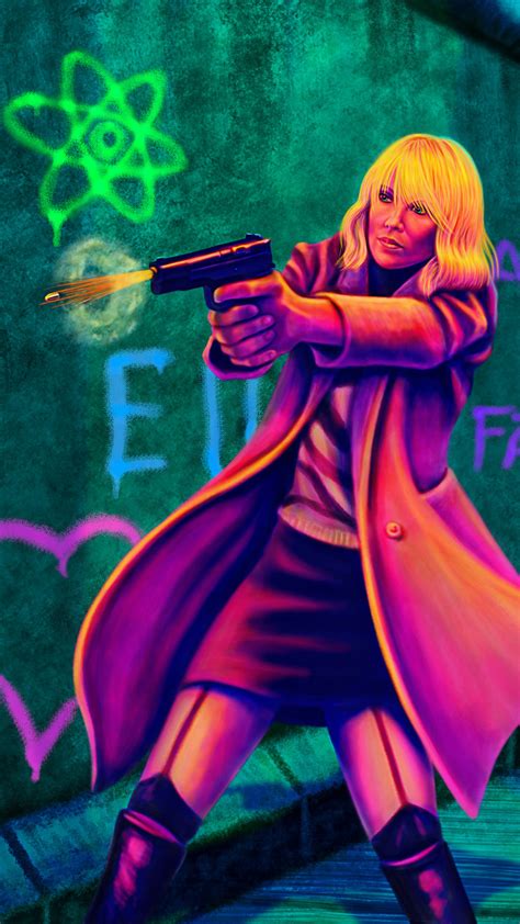 1080x1920 atomic blonde, charlize theron, movies, hd, deviantart, artist, digital art, artwork ...