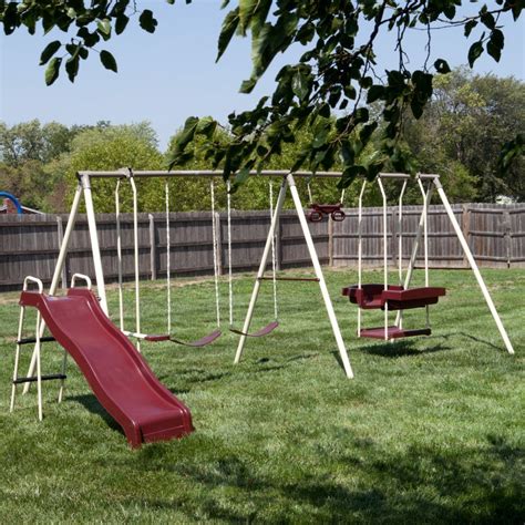 Flexible Flyer Play Park Swing Set w/ Slide, Swings, Air-Glider, & Lawn Swing- Buy Online in ...