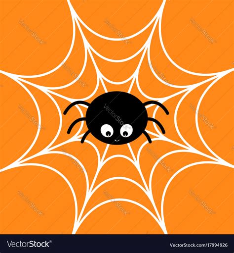 Spider on the web cobweb white cute cartoon baby Vector Image