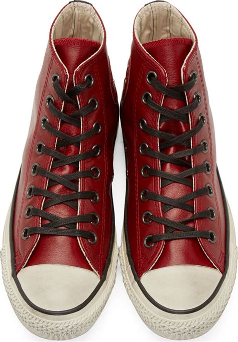 Converse Red Leather Chuck Taylor High_top Sneakers in Red for Men | Lyst