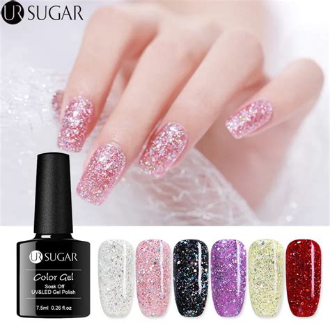 UR SUGAR Shiny Glitter Gel Nail Polish Starry Sky Sequins Soak Off UV ...