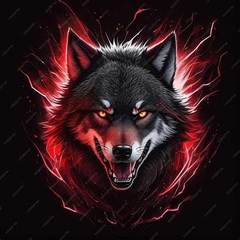 Premium AI Image | a angry wolf with glowing orange eyes and glowing eyes