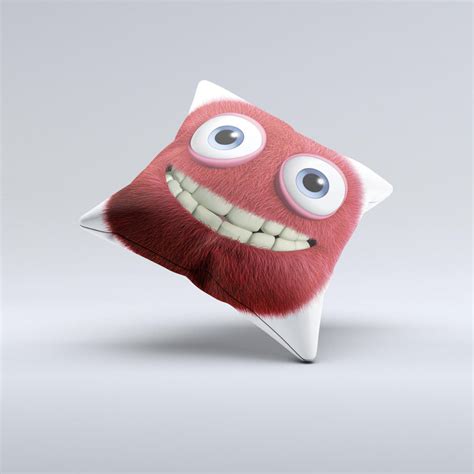 Red Smiling Fuzzy Wuzzy ink-Fuzed Decorative Throw Pillow – DesignSkinz