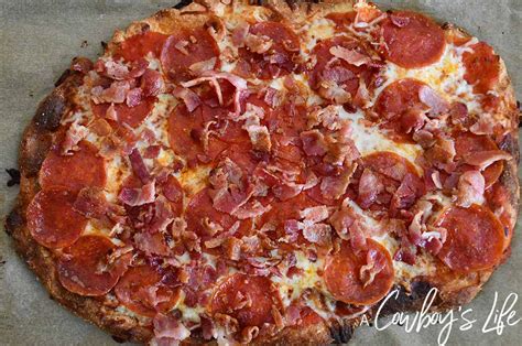 Bacon Pepperoni Keto Pizza - A Cowboys Life