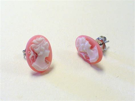 Vintage Pink Cameo Earrings DEADSTOCK