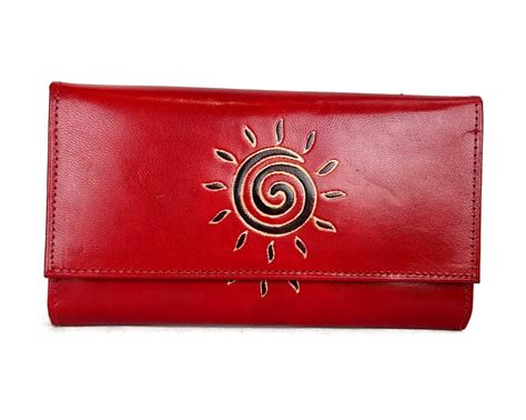 Red genuine Leather wallet for Women credit card wallet | Etsy