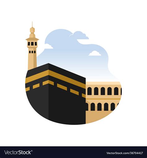 Islamic holy city mecca kaaba building concept Vector Image