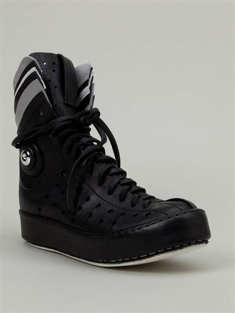 Lyst - Artselab Peforated Leather High-Top Sneakers in Black for Men