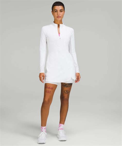 Lululemon Nulux Long-Sleeve Tennis Dress - White - lulu fanatics