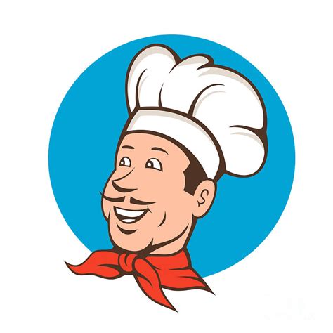 Chef Cook Baker Smiling Cartoon Digital Art by Aloysius Patrimonio