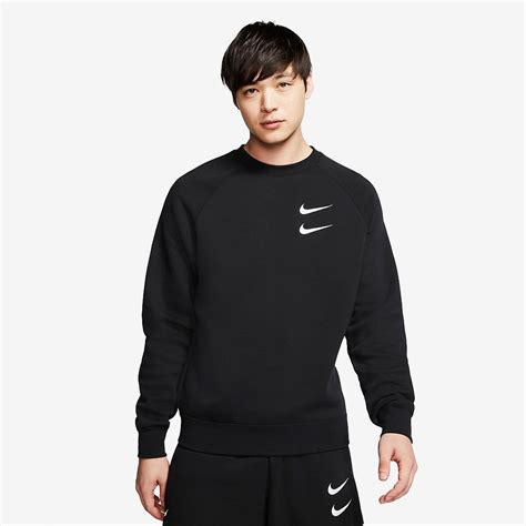 Nike Sportswear Swoosh Crew Bb - Black/White-Mens Clothing