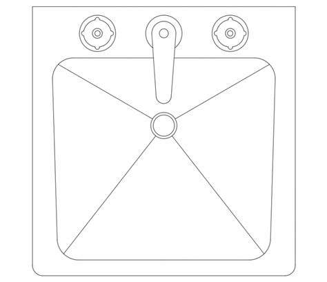 Kitchen steel single sink cad block design dwg file - Cadbull