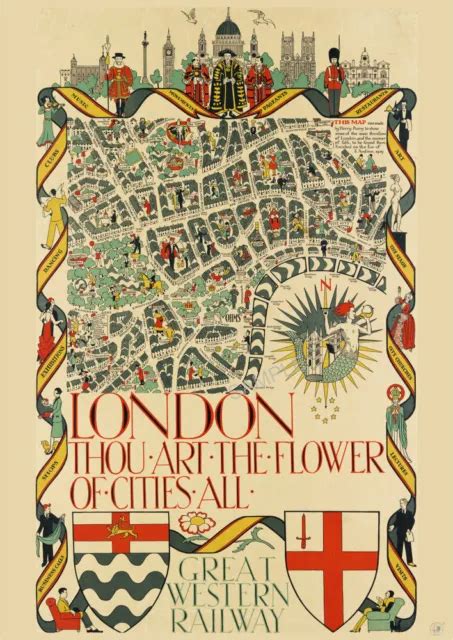 VINTAGE RAILWAY POSTER London Map 1929 GWR Rail Train Travel ART PRINT A4 A3 £4.99 - PicClick UK