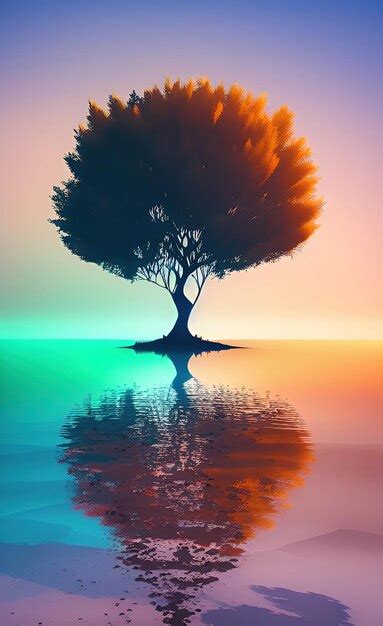 Premium AI Image | A tree with a rainbow colored background