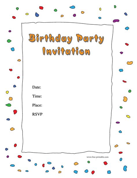 Free Birthday Party Invitations Printable