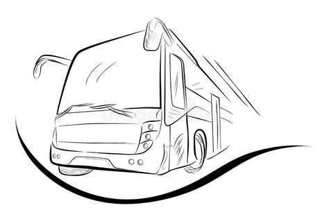 Sketch of Modern Big Bus, Low Angle Perspective Stock Vector - Illustration of tourism, draw ...