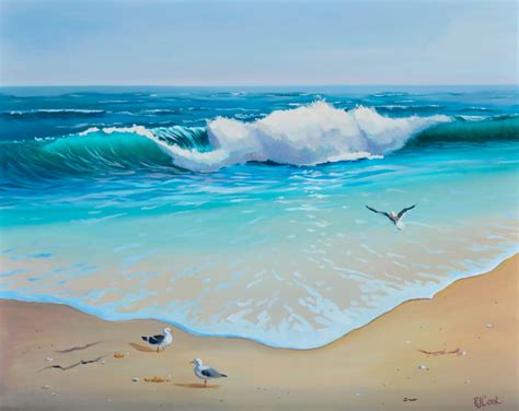 Rolling Ocean Waves Seascape Oil Painting - PJ Cook Gallery of Original ...