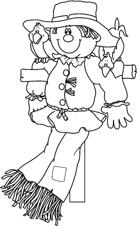 Fall Scarecrow Clip Art Black White Sketch Coloring Page