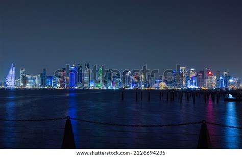 Doha Corniche Skyline Night View 14112022 Stock Photo 2226694235 ...