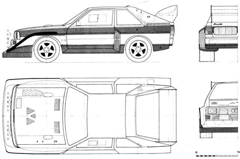 Audi Sport Quattro S1 E1 1984 Blueprint - Download free blueprint for 3D modeling