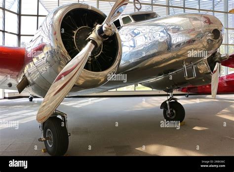 Lockheed Model 10-E Electra twin engined airplane in the livery of Amelia Earhart on display at ...