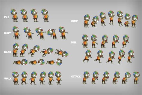 2D Game Zombie Kids Character Sprite 8 - CraftPix.net