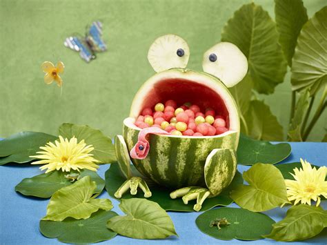 Frog - Watermelon Board | Watermelon carving, Fruit creations, Fun kids food