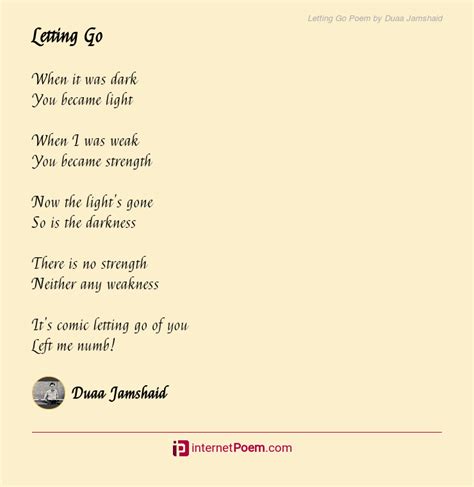 Letting Go Poem by Duaa Jamshaid