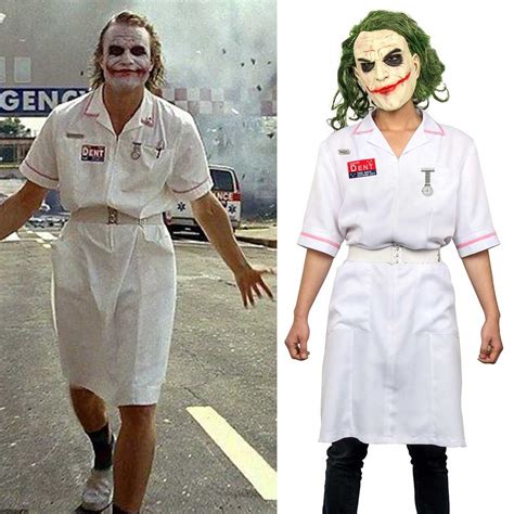 Heath Ledger Joker Nurse Clown Costume Batman Dark Knight Rise Joker Arthur Fleck Halloween ...