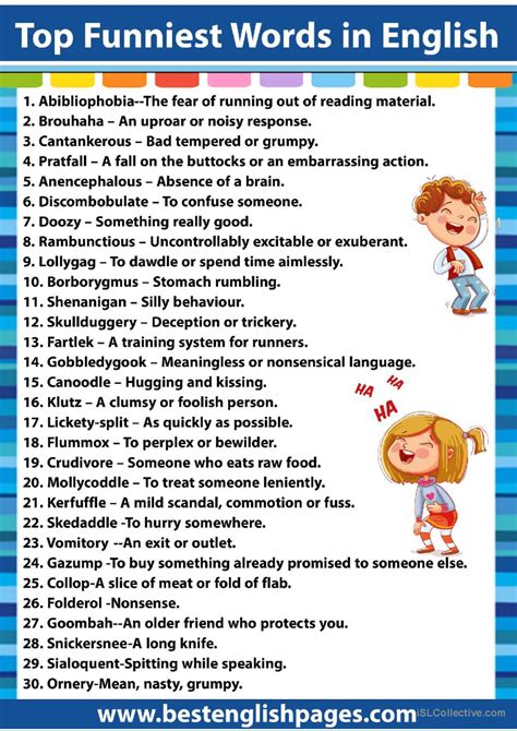 Funny English Words for Students: English ESL worksheets pdf & doc