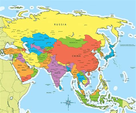 Asia Map Countries and Wall Decal, asia political map HD wallpaper | Pxfuel