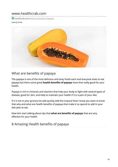 What are benefits of papaya-(8 amazing tips) | healthcrab.com