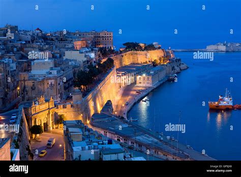 Valletta city at night, Malta Stock Photo - Alamy