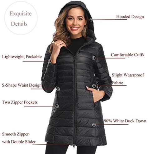 Obosoyo Women’s Winter Packable Down Jacket Plus Size Ultralight Long Down Outerwear Puffer ...