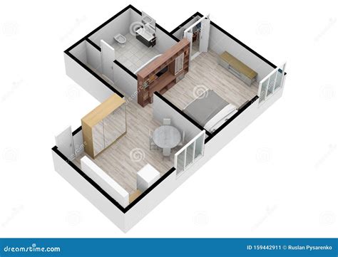 3D Floor Plan. 3D Illustration Floorplan Stock Illustration - Illustration of interior ...