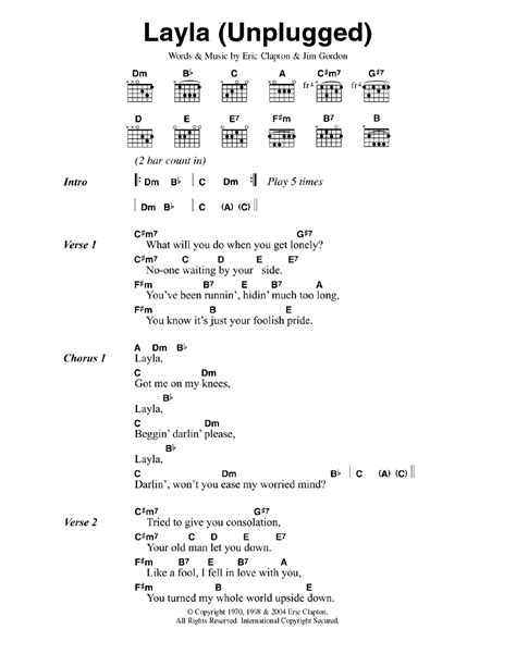 Layla (unplugged) by Eric Clapton - Guitar Chords/Lyrics - Guitar Instructor