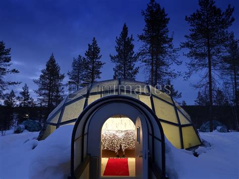 Glass igloo at Kakslauttanen Hotel and Igloo Village, Lapland, Finland. | Rights Managed Image ...