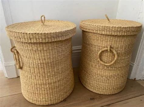 Handwoven Laundry Basket With Handles and a Lid Laundry - Etsy